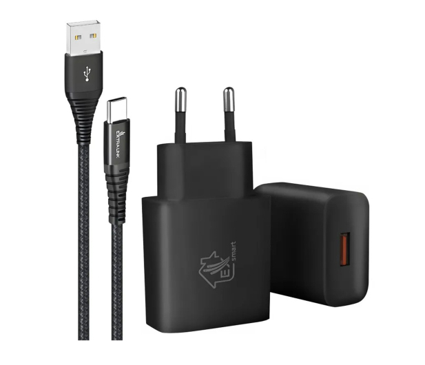 ExtraLink Smart Life Zestaw USB - USB-C 2m Czarny Ładowarka 12W Czarna - 1550953 - zdjęcie